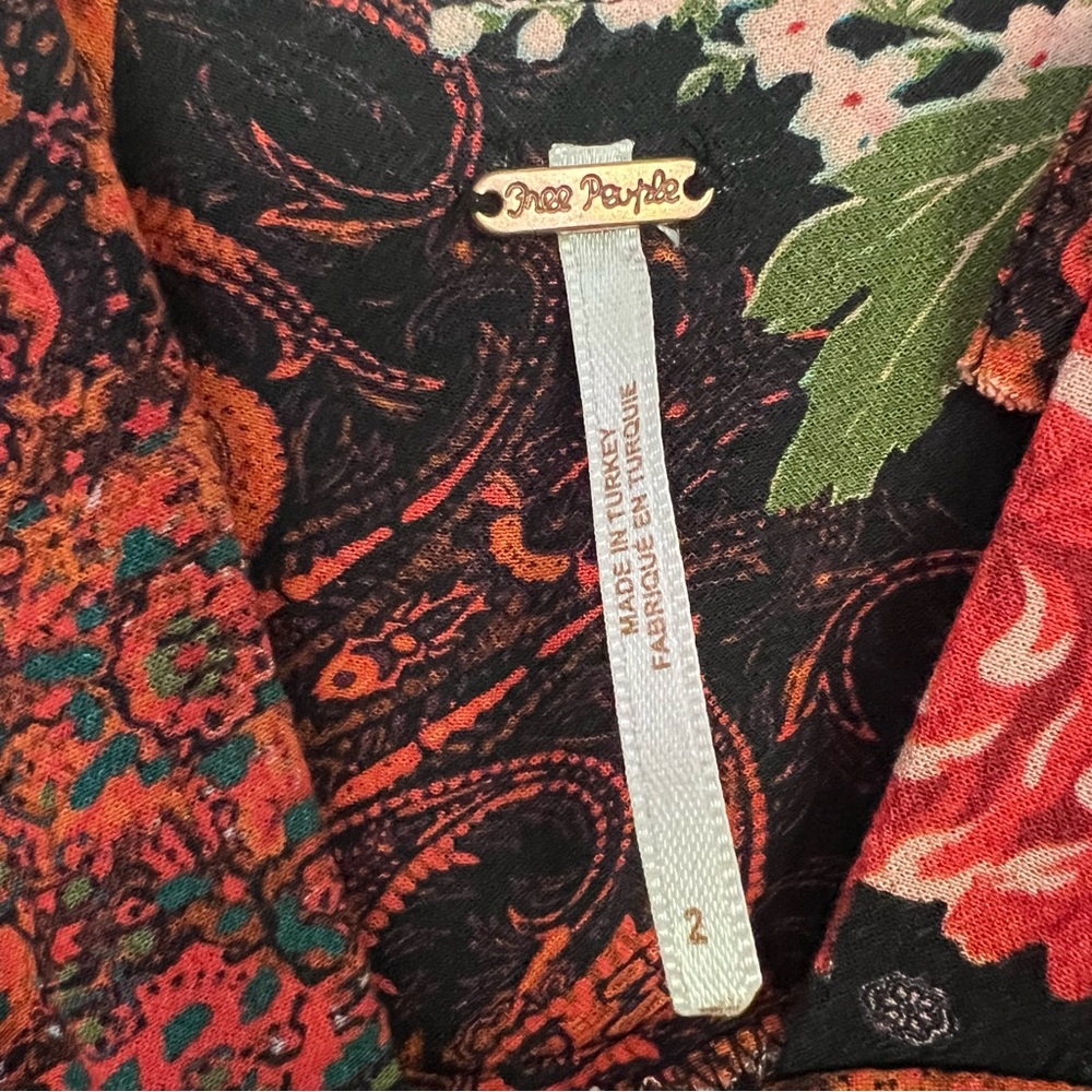 Free People Red & Black Patchwork Print Wide-Leg Jumpsuit - Picture 7 of 10